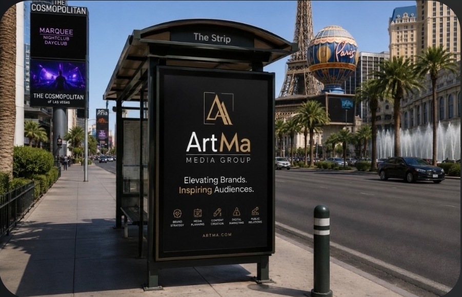 ArtMa Media Group transit display on the Las Vegas Strip